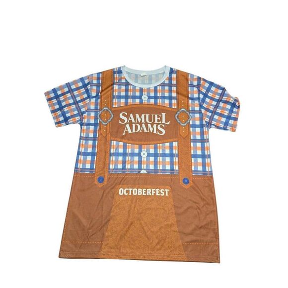 NWOT Samuel Adams Oktoberfest T Shirt Beer Mock Lederhosen Men's Small - Picture 1 of 4